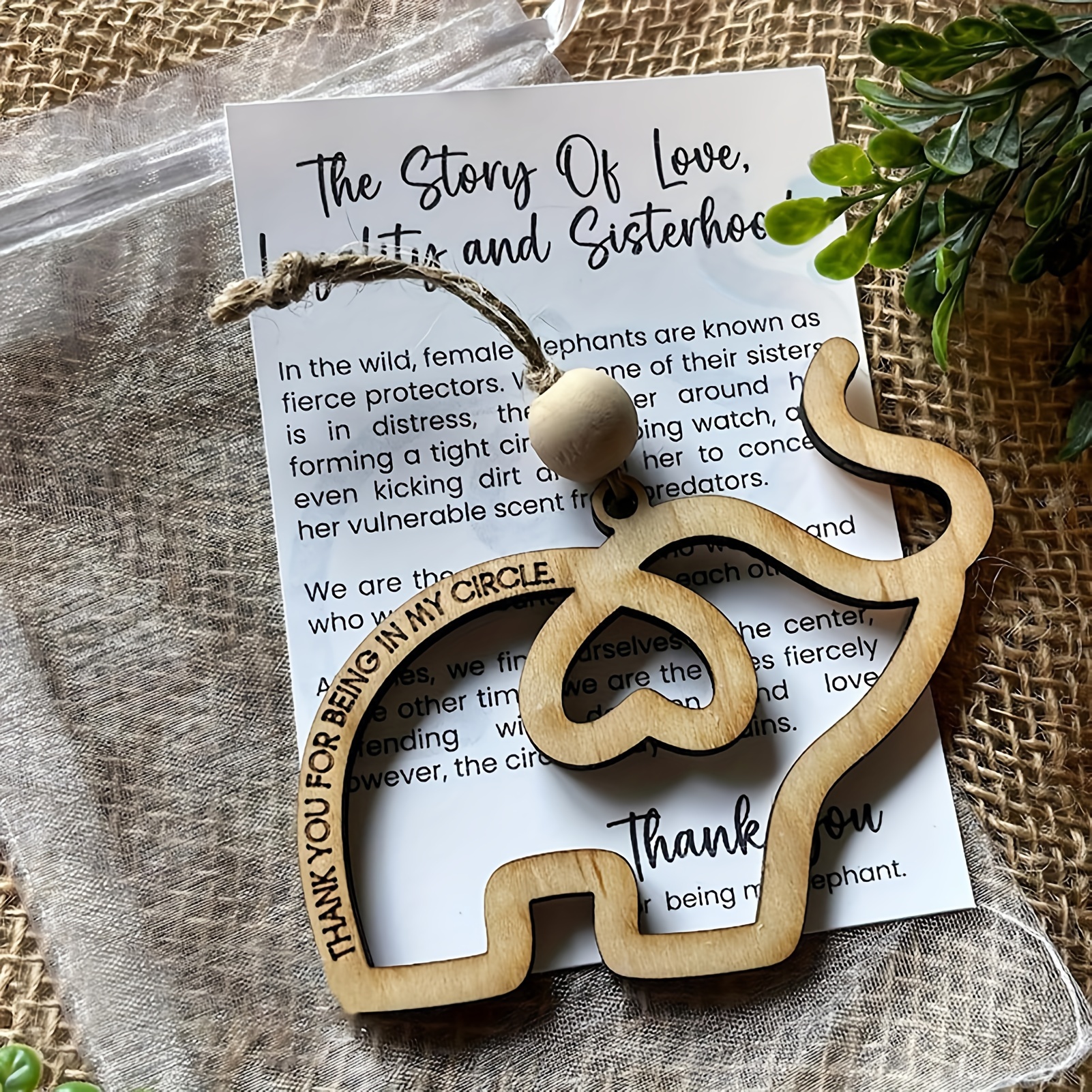 

Wooden Elephant Ornaments Set With Inspirational Stories - Perfect Gift For & Women's , Ideal