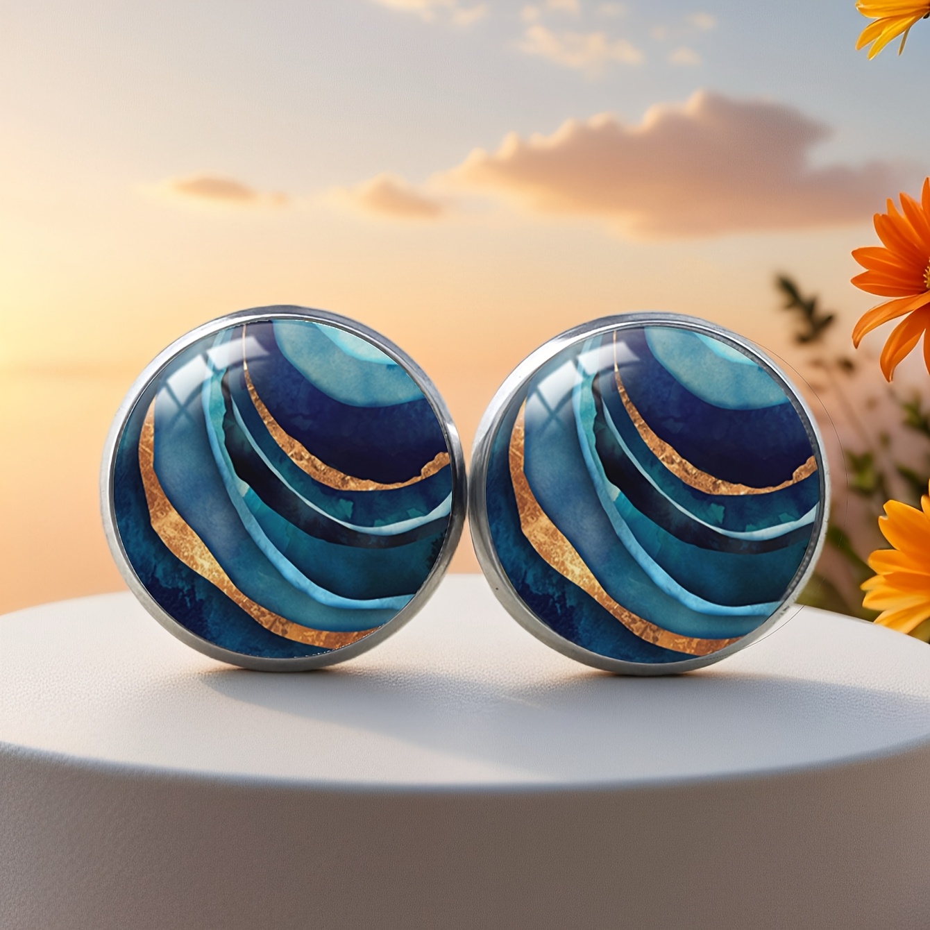 TEMU A Pair Of Elegant And Golden Earrings, Made Of Hypoallergenic, Perfect For Weddings And Holidays - Stylish Jewelry