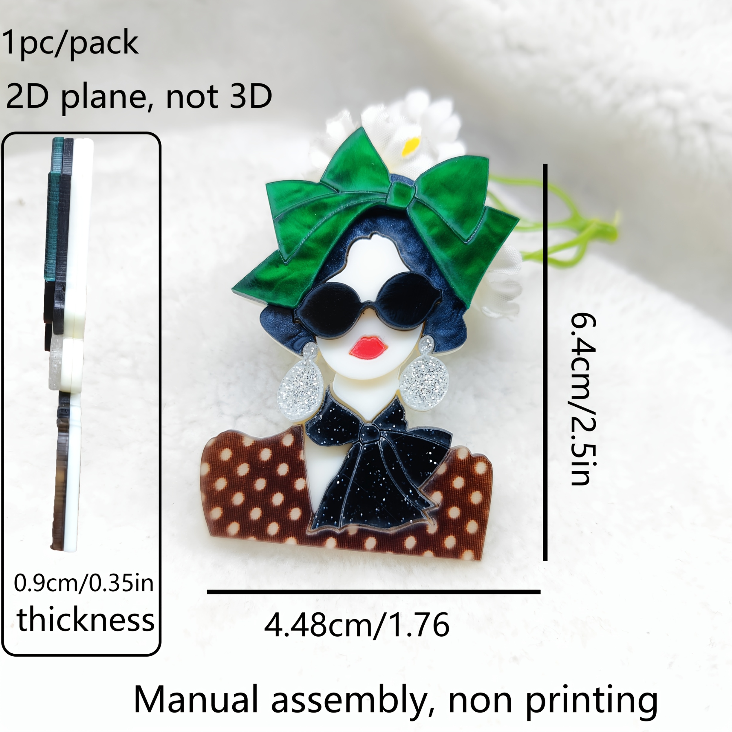 TEMU Plat 2D, 1 pièce Broche plate 2D en acrylique multicouche à - Épingle à message - Épingle polyvalente pour sacs et vêtements - Couleur du motif