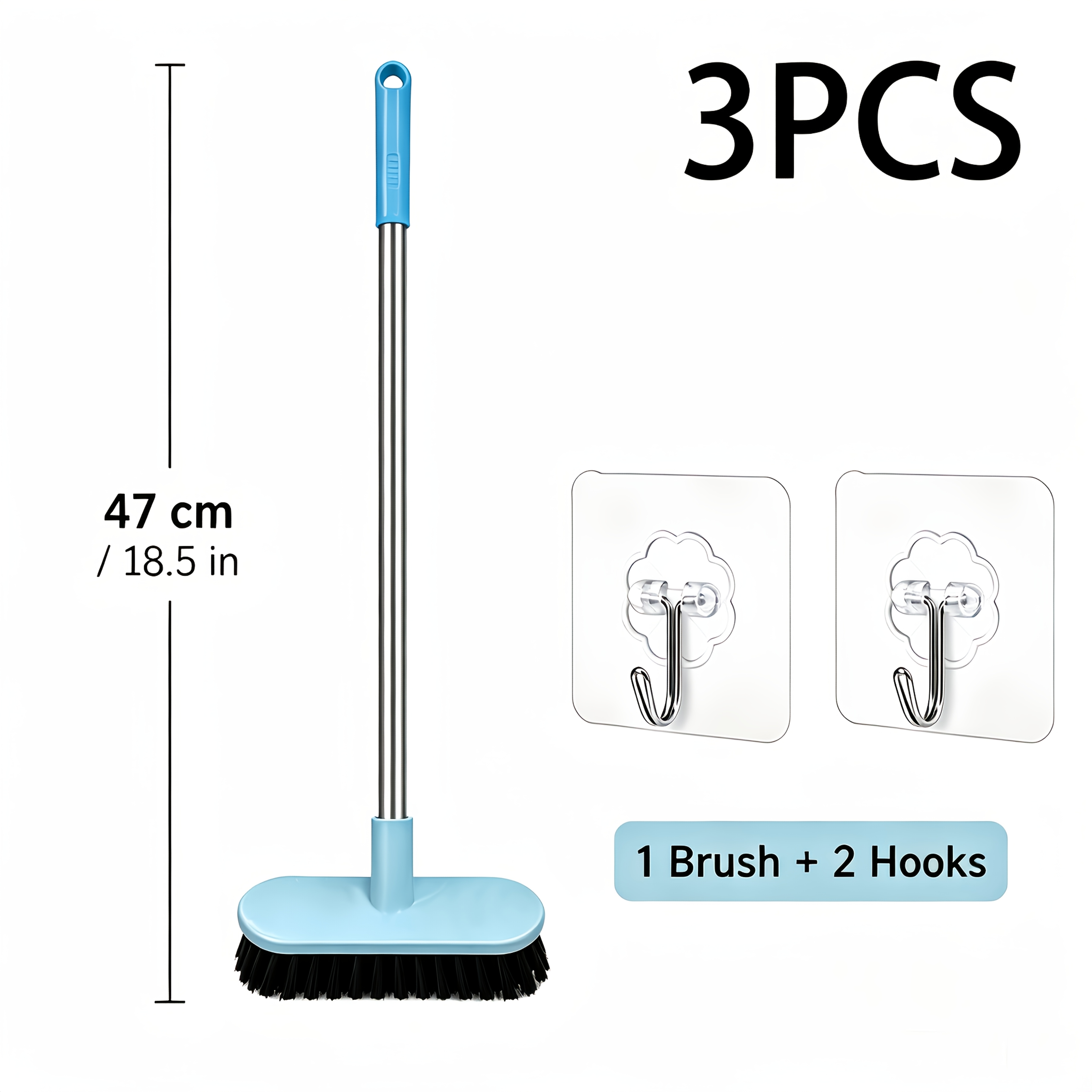 TEMU Brosse de toilette , brosse de nettoyage à poils rigides à long manche, brosse pour crevasses de base de toilette, brosse anti-taches pour salle