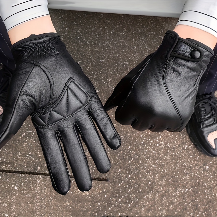 

Men' Genuine Leather Gloves - Vintage Touchscreen Compatible, Thickened For Riding & Driving, Perfect Birthday Gift