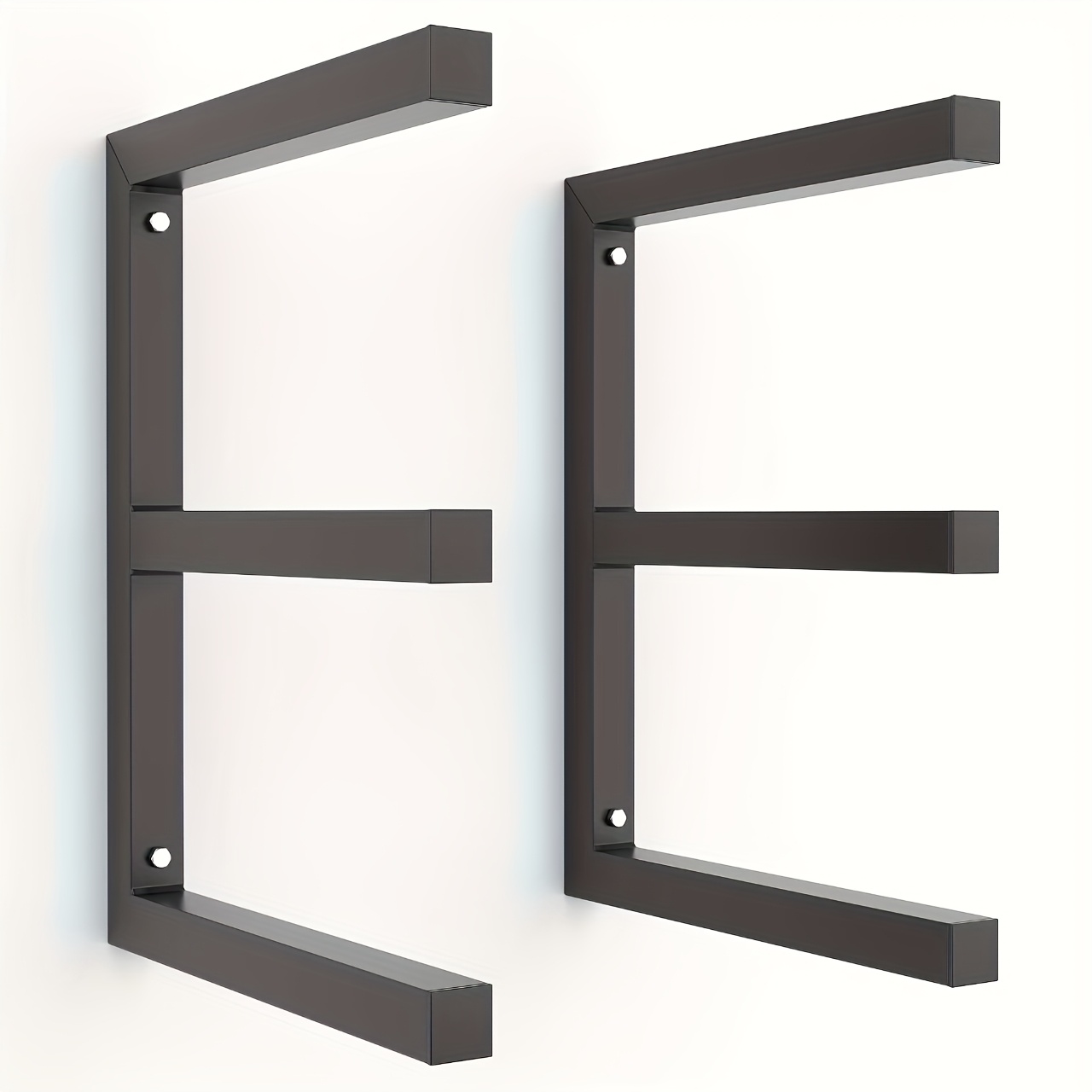 Image of Wood Storage Rack, Wall-mounted Wood Storage Rack, Metal Wood Storage Rack, Firewood Storage Rack For Workshop, Utility Shelves