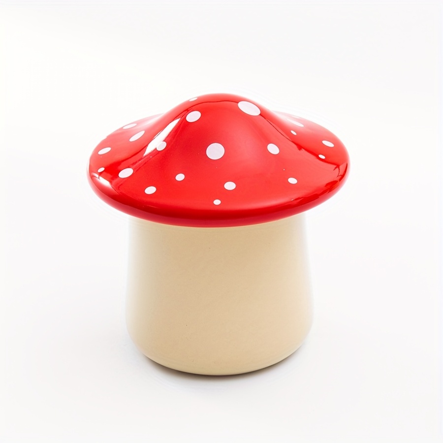Image of 1pc Yumiplus Ceramic Mushroom Butter Dish & Storage Jar With Lid - Cute Mushroom-shaped Ceramic Butter Keeper, Airtight For Spreadable Butter, Decorative Tableware & Dining, Ceramic Butter Keeper Jar