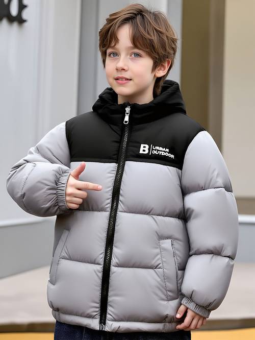 new autumn and winter gray baby and toddler jacket thickened warm coat for boys and girls with hooded collar windproof and warm outerwear