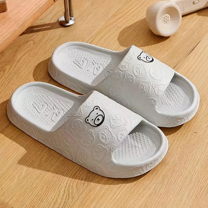 

Men's Solid Colour Open Toe Breathable Slippers, Comfy Non Slip Casual Durable Eva Slides For Men's Indoor Activities