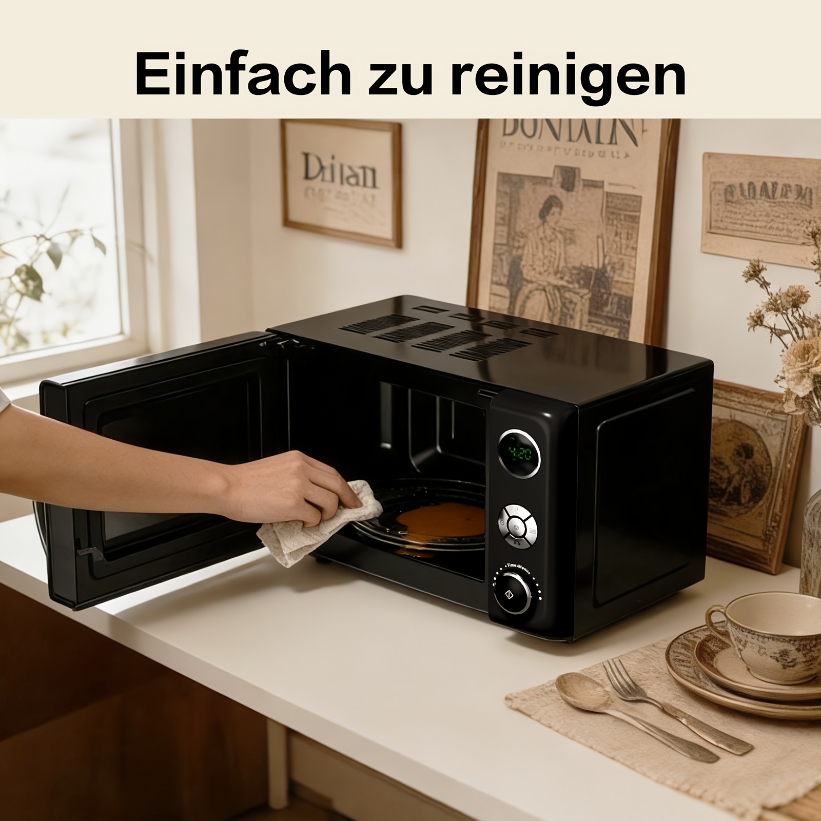 Galanz Retro Digital Display Oven, Six-level Power Adjustment, Uniform Heating, Safe Household Small Mini Microwave Oven, Easy To Clean, Quick Defrosting, High-value Kitchen Appliances
