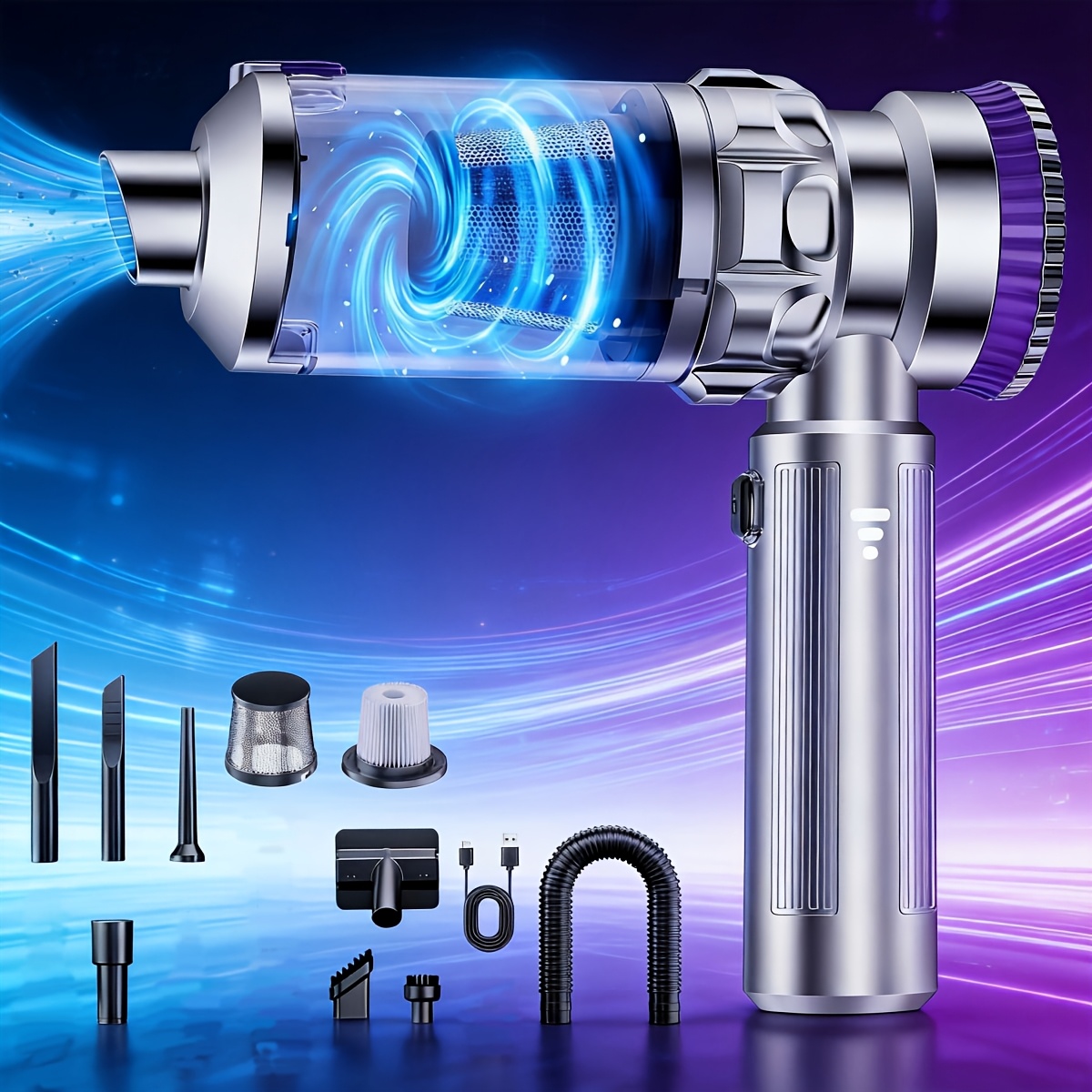 TEMU 28000pa High Suction Cordless Handheld Vacuum Cleaner For Pet Hair, Wireless Design With 0.3l Large Dust Cup, Powerful Brushless Motor,