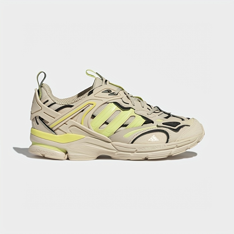 SPIRITAIN 2000 DELUXE Unisex Retro Dad Sneakers Low-Top Beige Lime  Green Breathable Fabric Upper, Lace-Up Casual Shoes with Rubber Sole  for