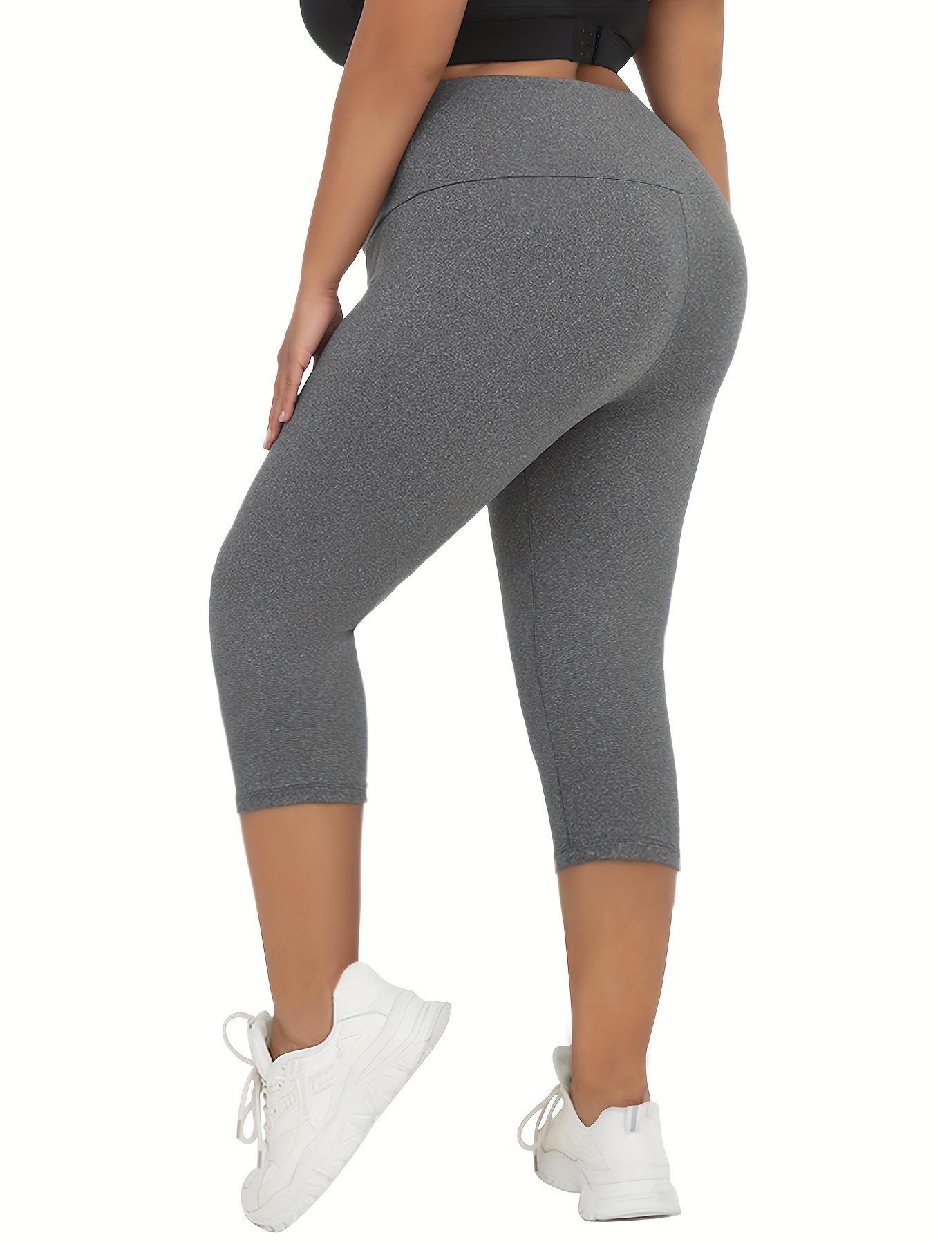Plus Size Leggings For Women, Super Soft High Waisted Tummy Control Yoga Capri Pants, No See Through Workout Running Leggings