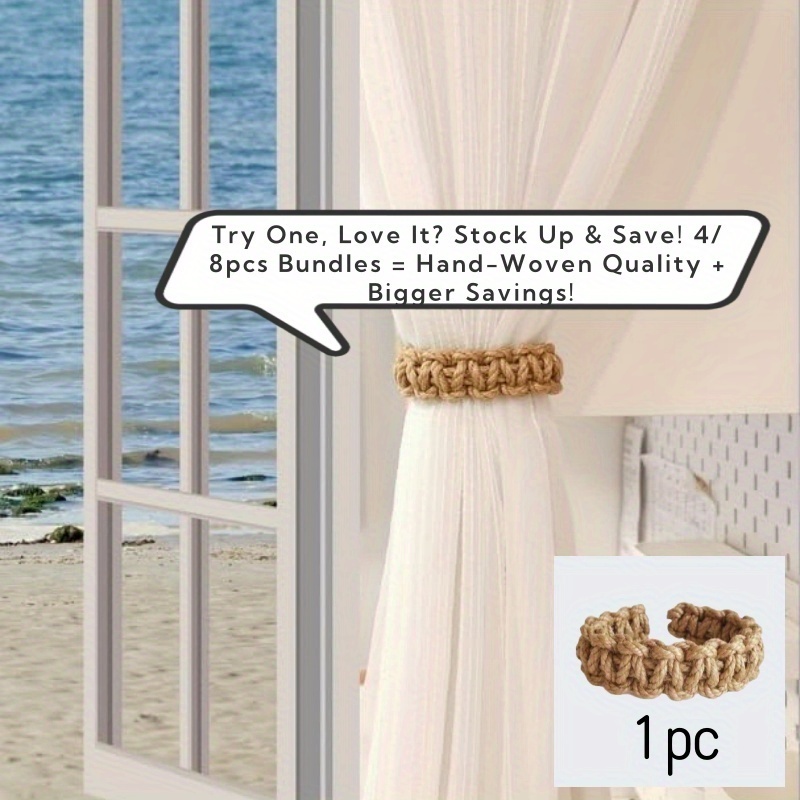 8pcs/2pcs/1pc Rope Curtain Tiebacks 1pc/2pcs/8pcs - Boho Curtain Holders With Tassels, Woven Window Bracket For Bedroom Home Decor, Curtain Storage & Decorative Tether Accessories
