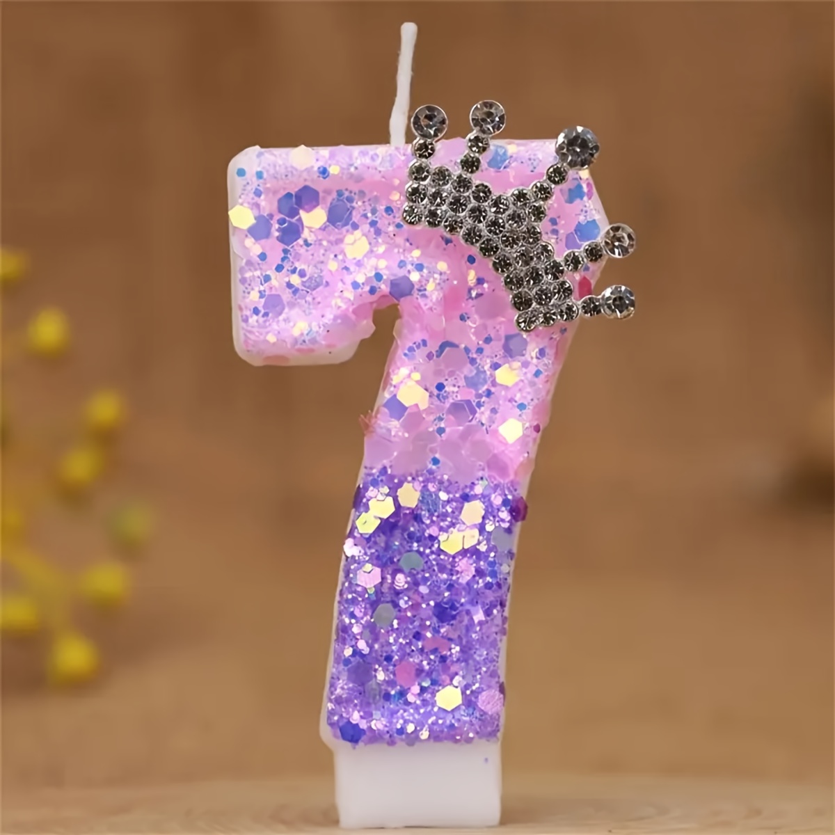 1pc sparkling 3d number birthday candle with glitter purple sequins and     suitable for princess theme parties anniversary celebration cake candles festive party decorations sequin embellished candle cake candles anniversary candle