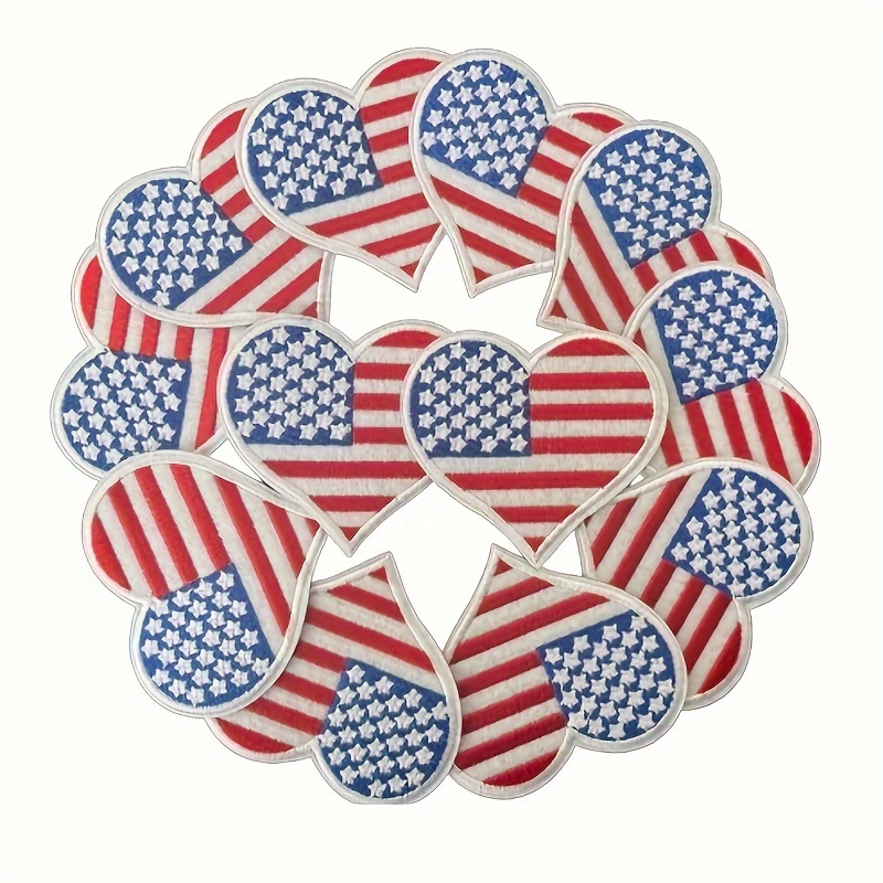 

crafty Love" 12pcs Love American Flag Iron-on Embroidery Patch, Can Be Used For Diy Crafts, Clothes, Bags, Hats And Other Decorative Dress Up Patches