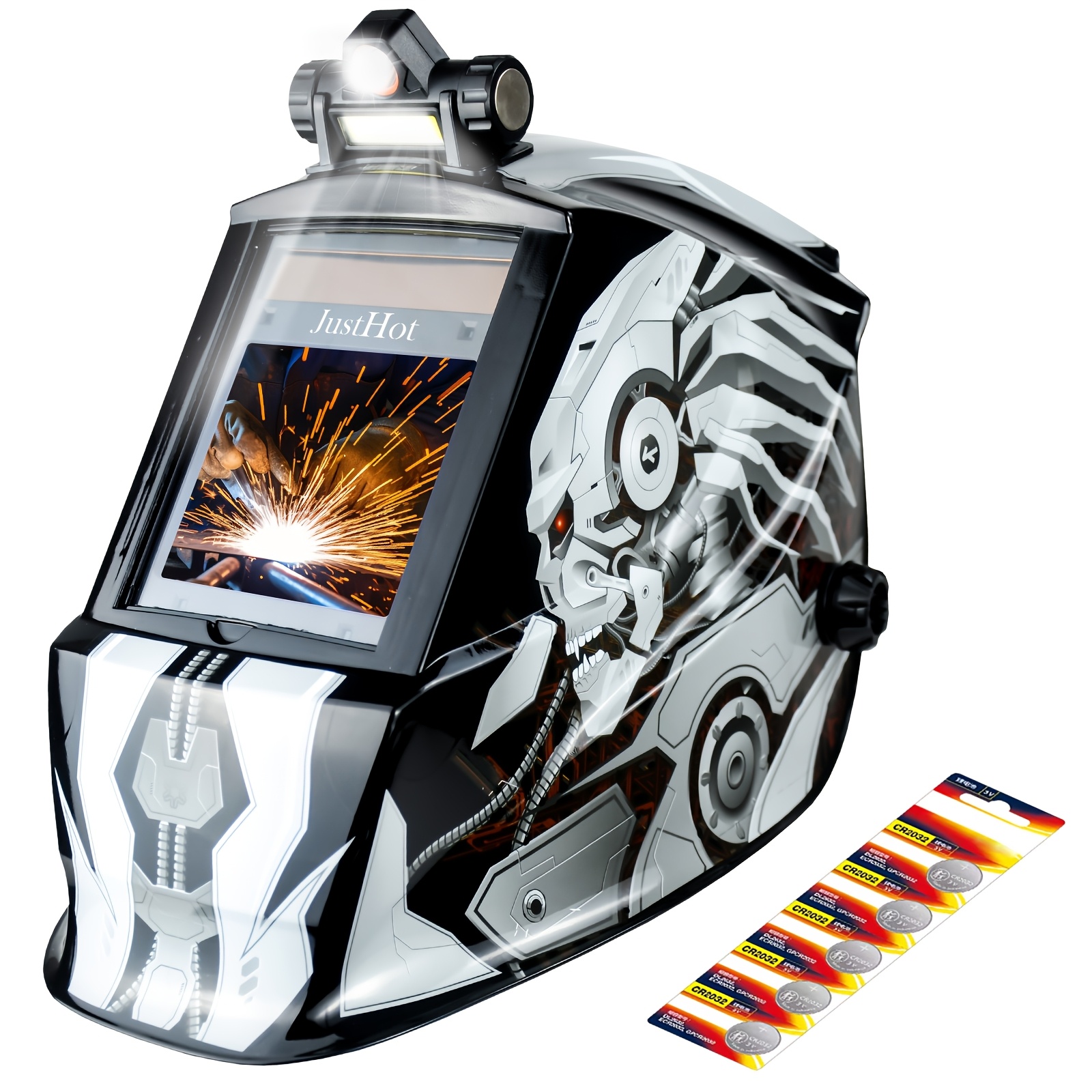 TEMU Large Viewing Welding Helmet Auto Darkening Welding Mask With Light Solar Powered True Color Welder Mask With 4 Arc Sensor Wide Shade 4/5-9/9-13 For Tig Mig Grinding (jh-pal02)