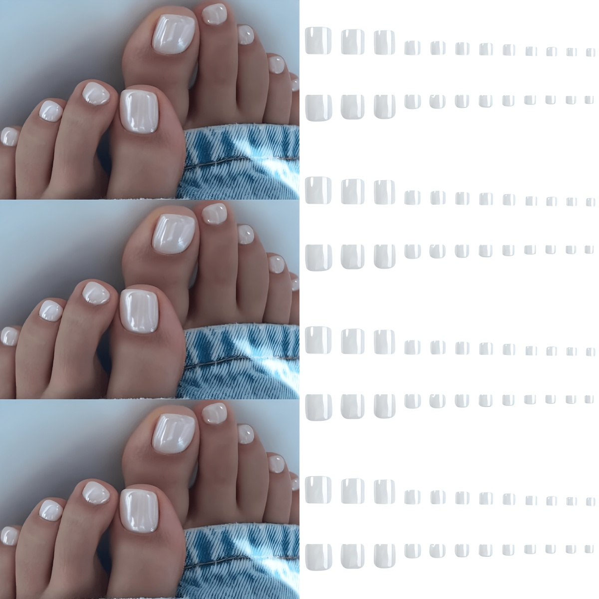 Image of Short Square Tip Press-on Nails, 125pcs, Milky White With Watery Pearlescent Finish, Includes 120 Wearable Pre-made Nails + 5 Nail Files. Suitable For Women' Use And Holiday Gifts