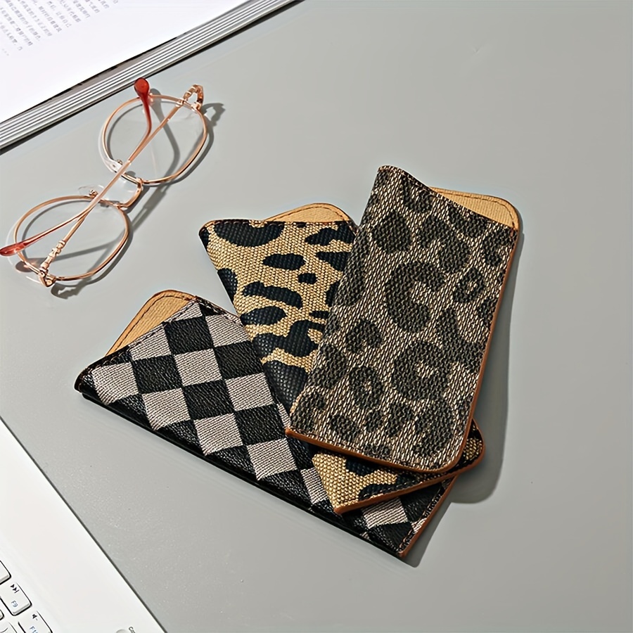 

Leopard Print Eyeglass Bag Portable Sunglasses Bag Protective Cover For Nearsighted Glasses Makeup Brush Storage