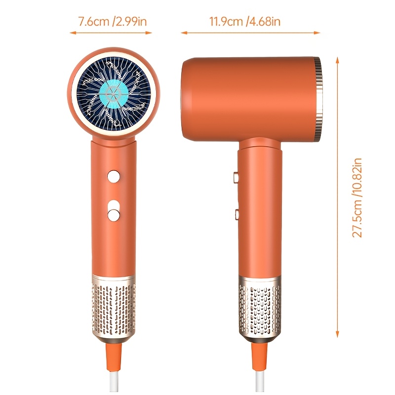 kohteen kuva ammattimainen hiustenkuivaaja 2400 w teholla, liukumaton   ja naisten suosima trendikäs oranssi väri. kestävä ja   2200 w teholla. ominaisuuksiin kuuluvat nopea kuivaus, matala   ja eurooppalainen pistoke. sopii kampaamokäyttöön ja kotikäyttöön. erinomainen lahjavaihtoehto, ihanteellinen