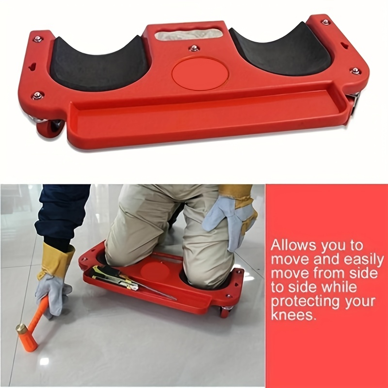 multi-functional abs rolling knee pad platform with built-in tool tray - comfortable kneeling mat for technicians, carpenters, flooring installation, and auto repair Product details 9