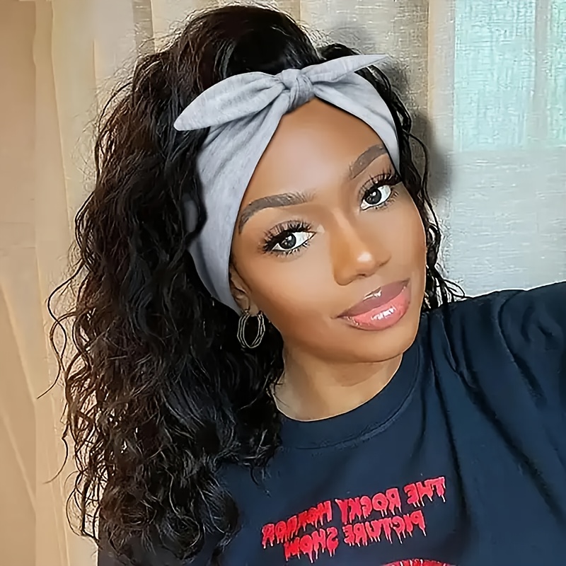 [Soft Satin Headband Set] 4pcs Wide Bunny Elastic Satin Headband Set | Soft and Comfortable, Non-Slip, African Style Thick Sports Gym Head Wrap - Women's Valentine's Day/Christmas Gift