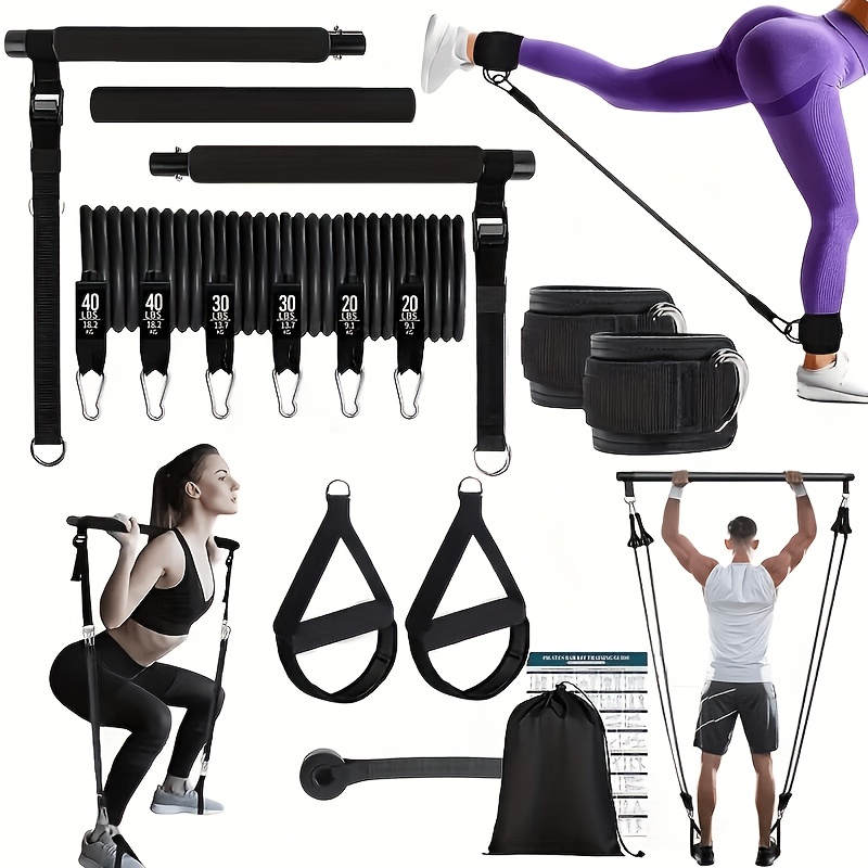 TEMU Resistance Bands Set, 15pcs Stackable Exercise Bands Kit, Home Workout Equipment For Full Training, Gym Fitness Training Bands For , Legs, Hips,
