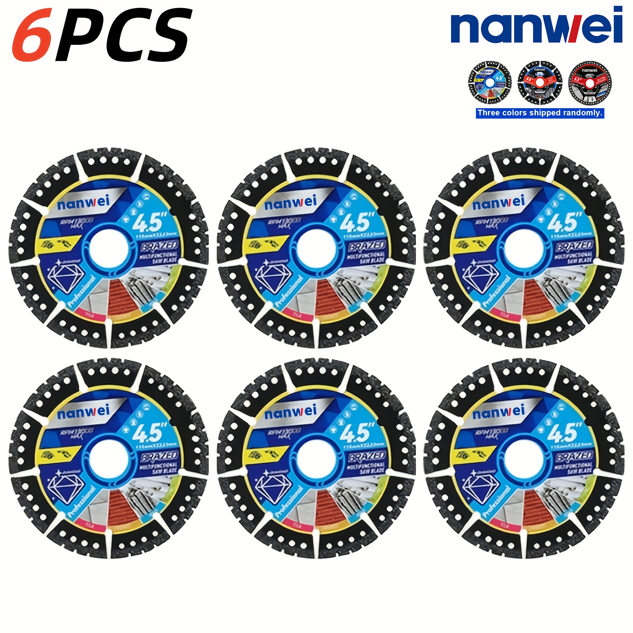 TEMU 6pcs Tile And Stone Cutting Blade Set, 4.5-inch Diamond Material. Suitable For Renovation Construction, Tile Installation, And Stone . Sharp,