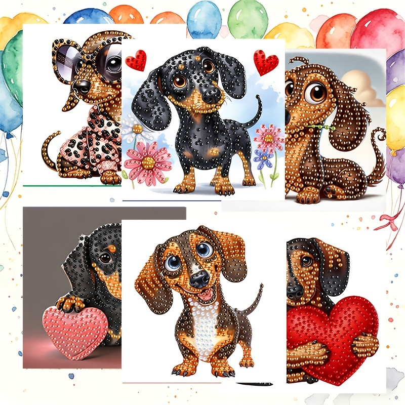TEMU 6pcs Diy Diamond Painting Greeting Card & Envelope Set - Handmade Mosaic Art Suitable For Birthdays, Holidays, Parties With Round Diamond Beads,