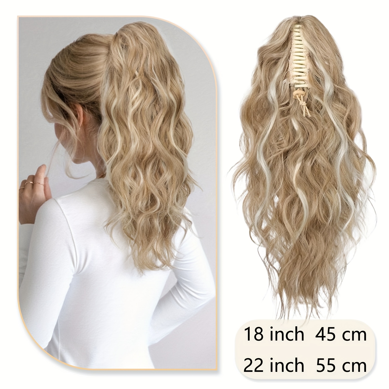 E-shop Pferdeschwanzverlängerung, langer Klammer-Pferdeschwanz, synthetischer Pferdeschwanz, gewellte Haarteile für Damen, geeignet für Weihnachtsfeier