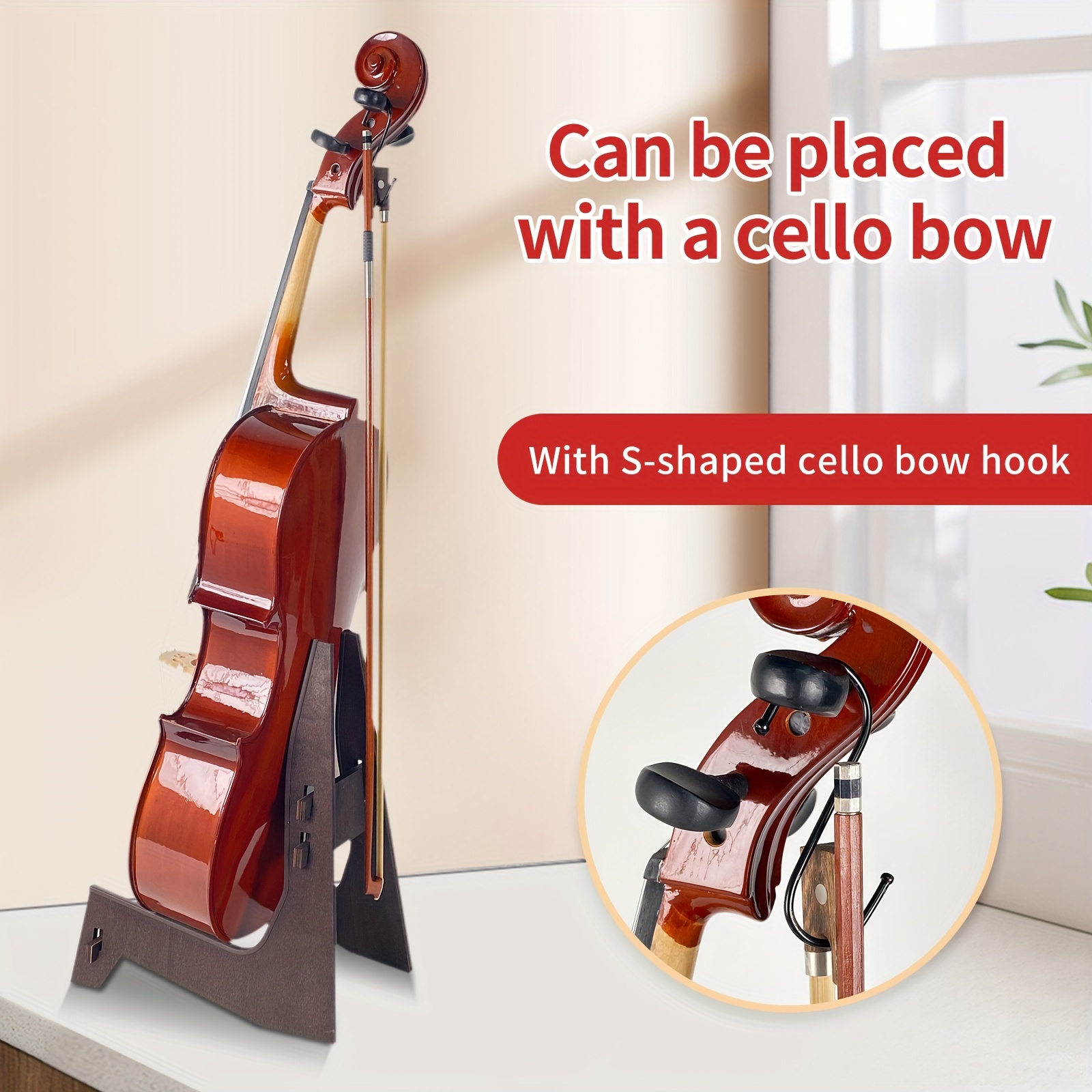 

Wood Cello Stand - Portable Cello Instrument Stand Floor Holder Stand For Cellos Of All Sizes (1/8-4/4)