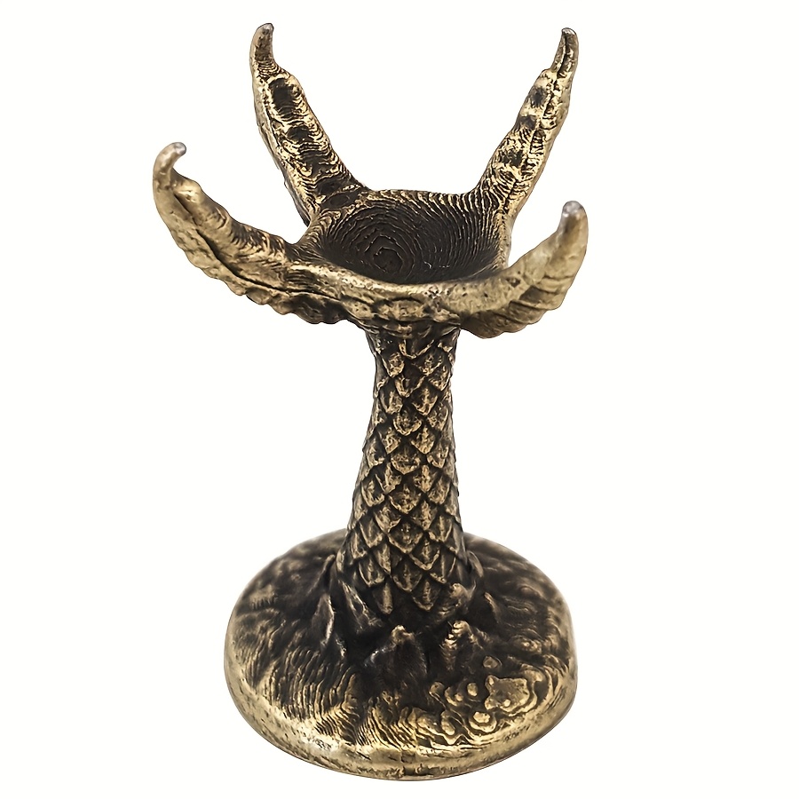 TEMU 1 Elegante Soporte de de Cristal con Garra de - Base Metálica Ornamentada con Acabado Texturizado, Estilo para Decoración y Oficina, Ideal para