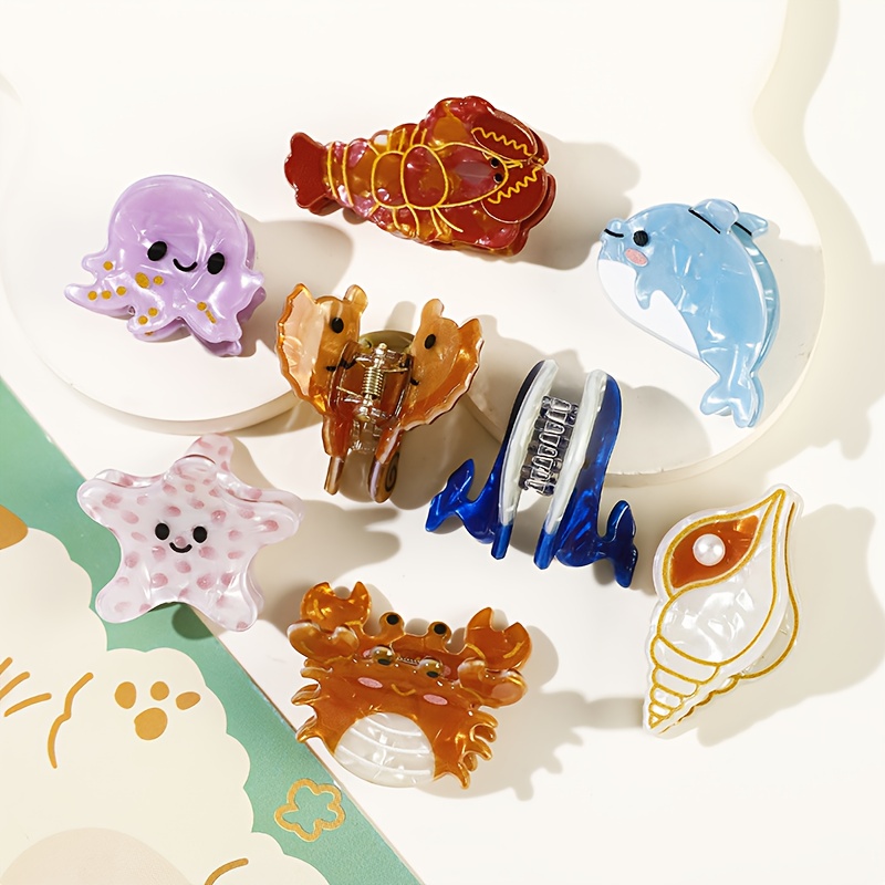 8pcs mixed set exquisite ocean acrylic hair clips seashell - Temu