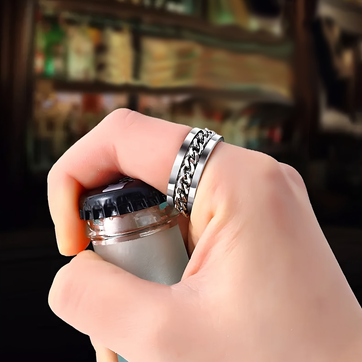 custom engraved letter and number birthday name ring rotating relax ring for men and women fashion jewelry suitable for   men and women Product details 3