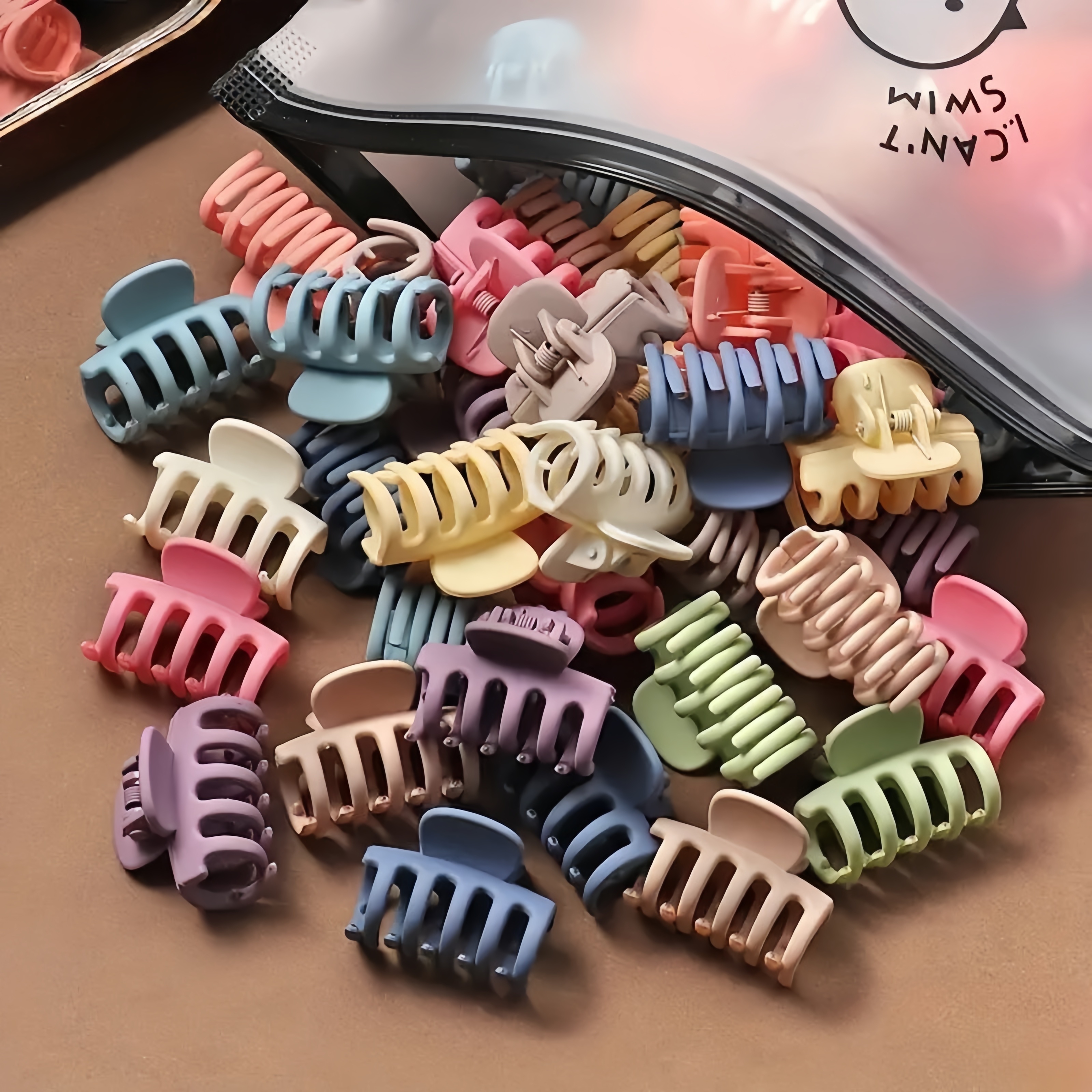 

30pcs Mini Hair Claw Clip Set - Plastic Matte Hollow Cute Minimalist Style Side Hair Accessories For Girls, Teenagers, Women - Solid Color Valentine's Day Gift - 14 Years Old And Above