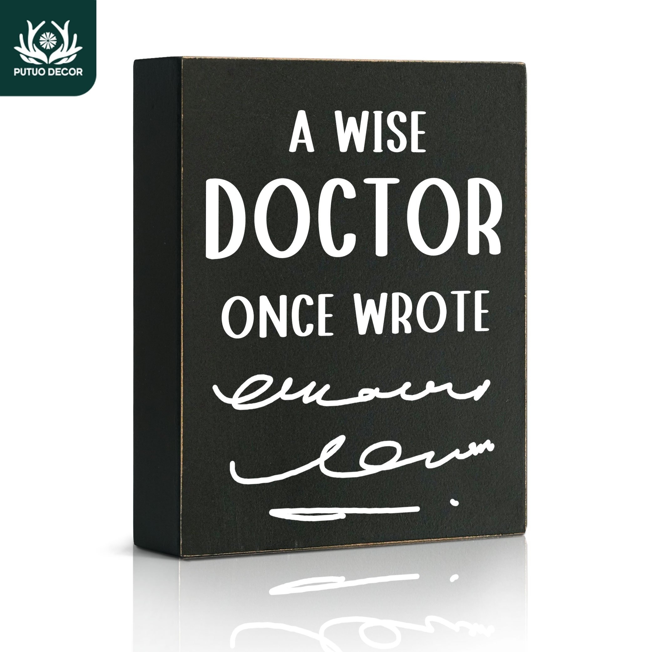 

1pc Black Box Wooden Sign, A Wise Doctor Once Wrote, Wood Plaque For Home Clinic Practice Office Work Desk Decor, 4.7 X 5.8 Inches Gifts