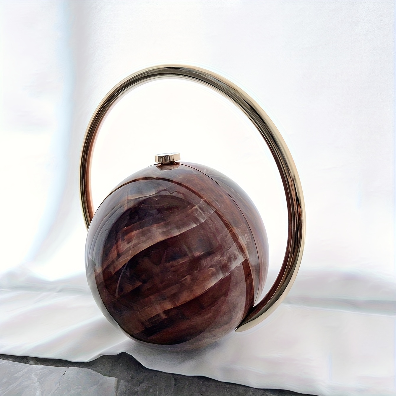 Women'S Large Capacity Marble-like Brown & Golden Marble Texture Handbag - Elegant Luxury Evening Clutch with Golden-Tone Hardware, Detachable Strap, Golden-Tone Buckle Closure, Versatile for Parties & Formal Events