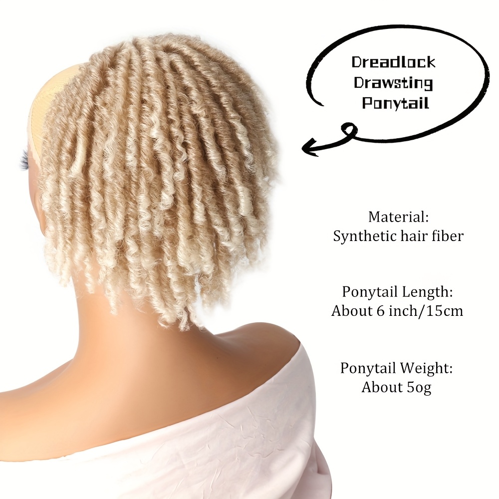 6 inch short dreadlocks drawstring ponytail hair extensions synthetic   locs clip in pony tail hair piece for women details 7