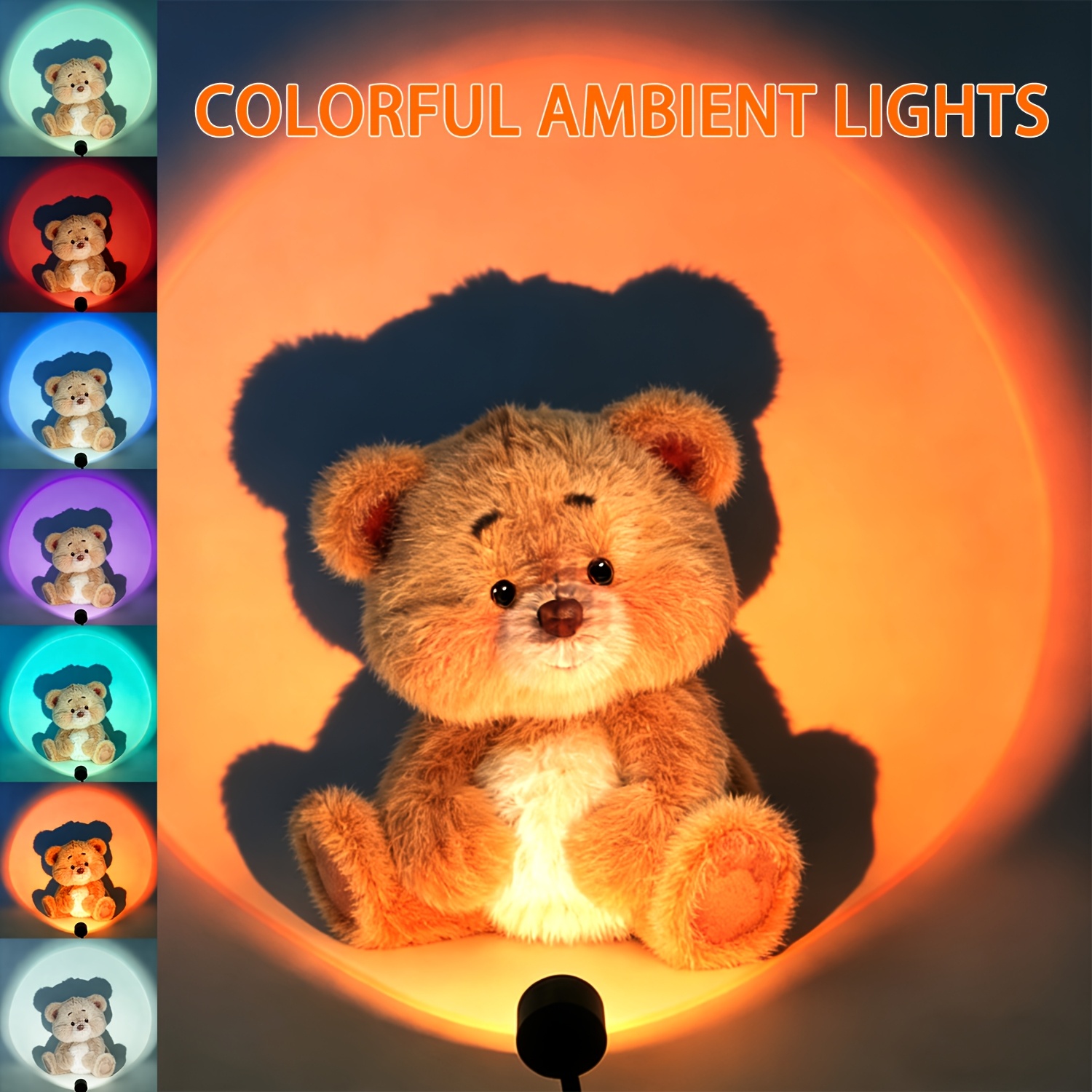 TEMU Buntes USB Sonnenuntergangs-Projektions-Nachtlicht mit mehreren schaltbaren , ein tolles Geschenk für das Schlafzimmer oder das Bett
