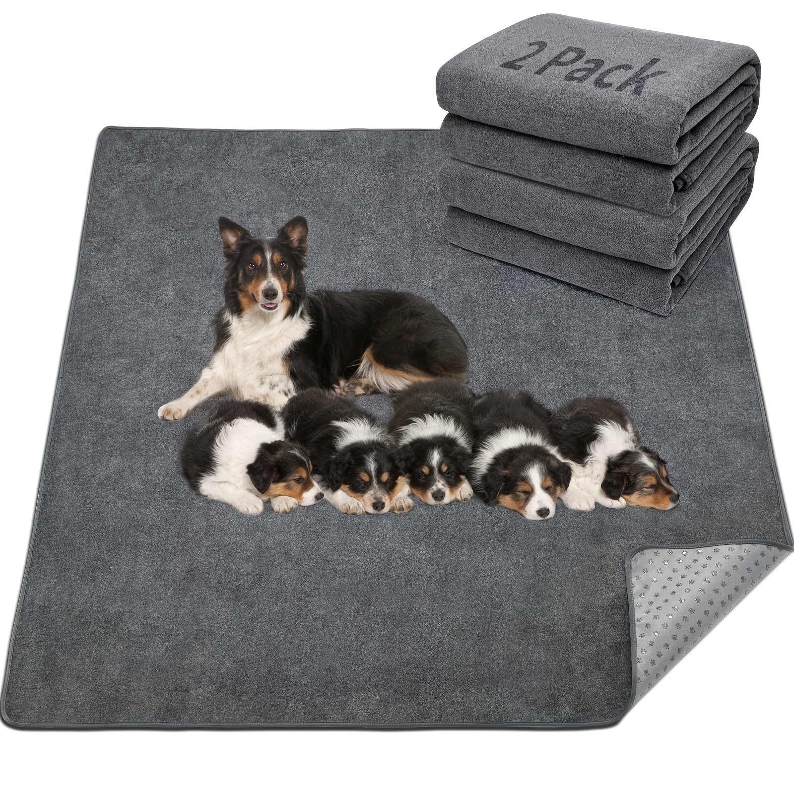TEMU 2 Pack Extra Large Heavy Absorbency Washable Pee Pads, Non-slip Dogs Training Pads For Floor, Seat, Playpen, Crate, Fast Absorbent Leak-proof