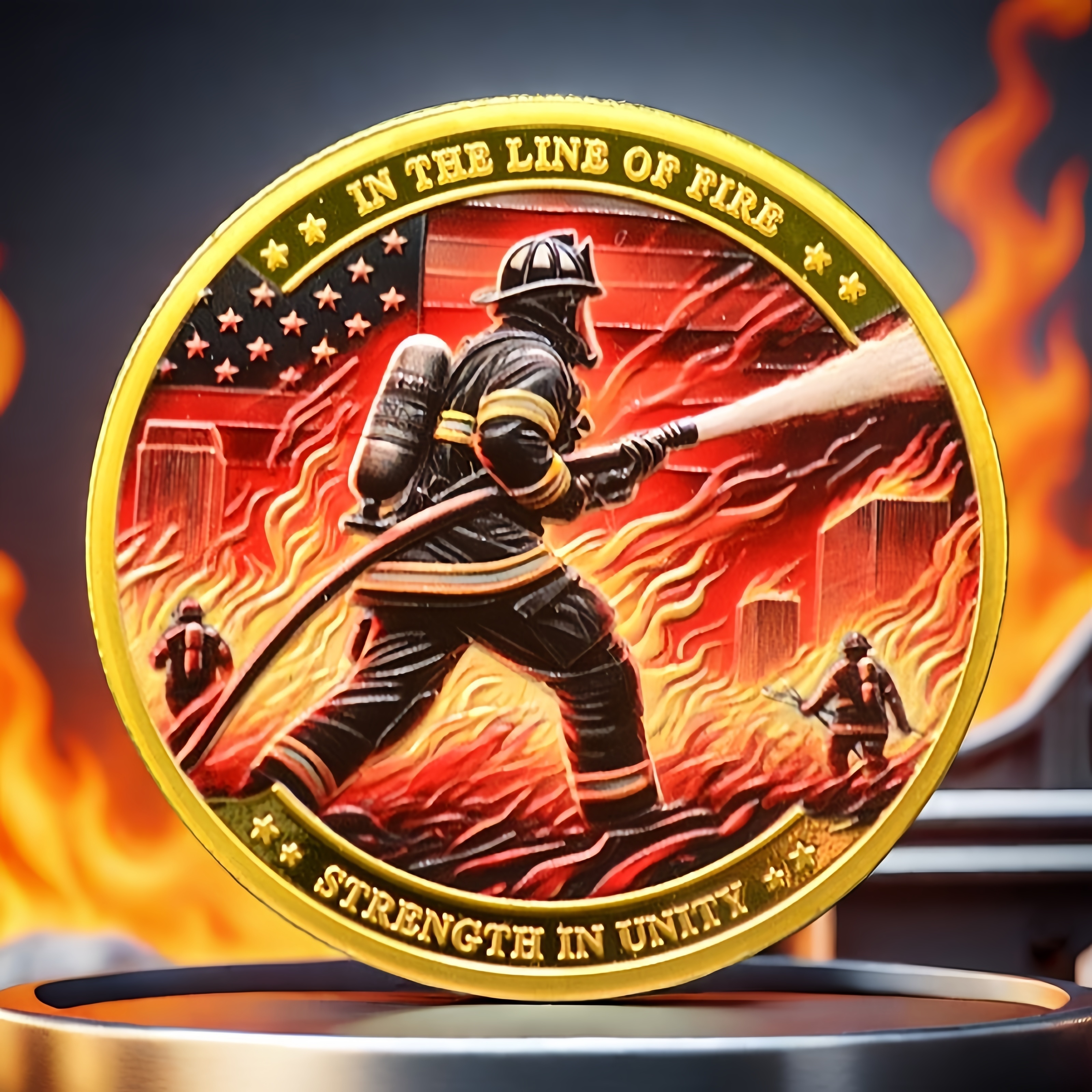 

1pc Honorary Fireman Commemorative Coin, Souvenir Gift, 2 Colors Can , Metal Material