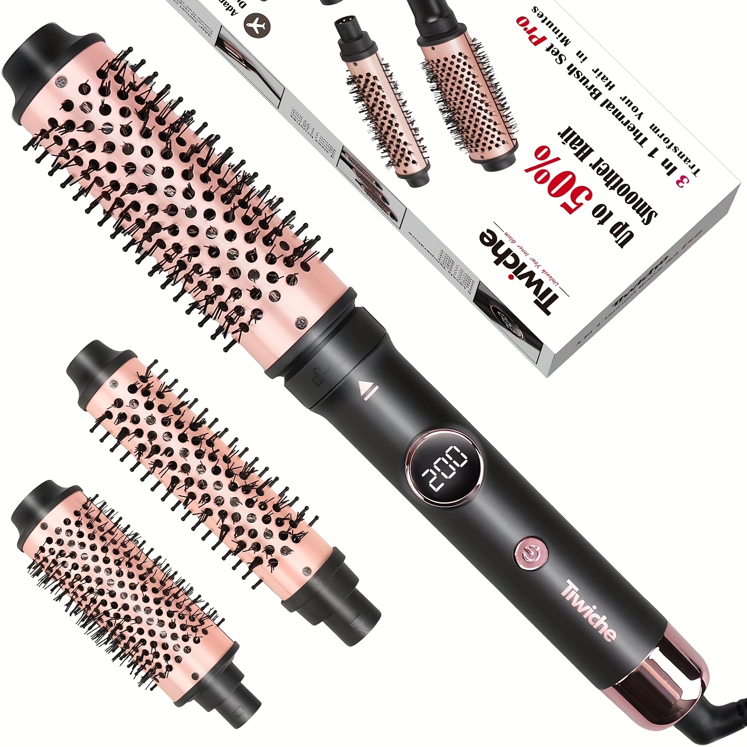 E-shop 3in1 Heißluftbürste | Styling-Bürste | mit 3 Bürstenaufsätzen | Style-Assist- | Schwarz/Roségold