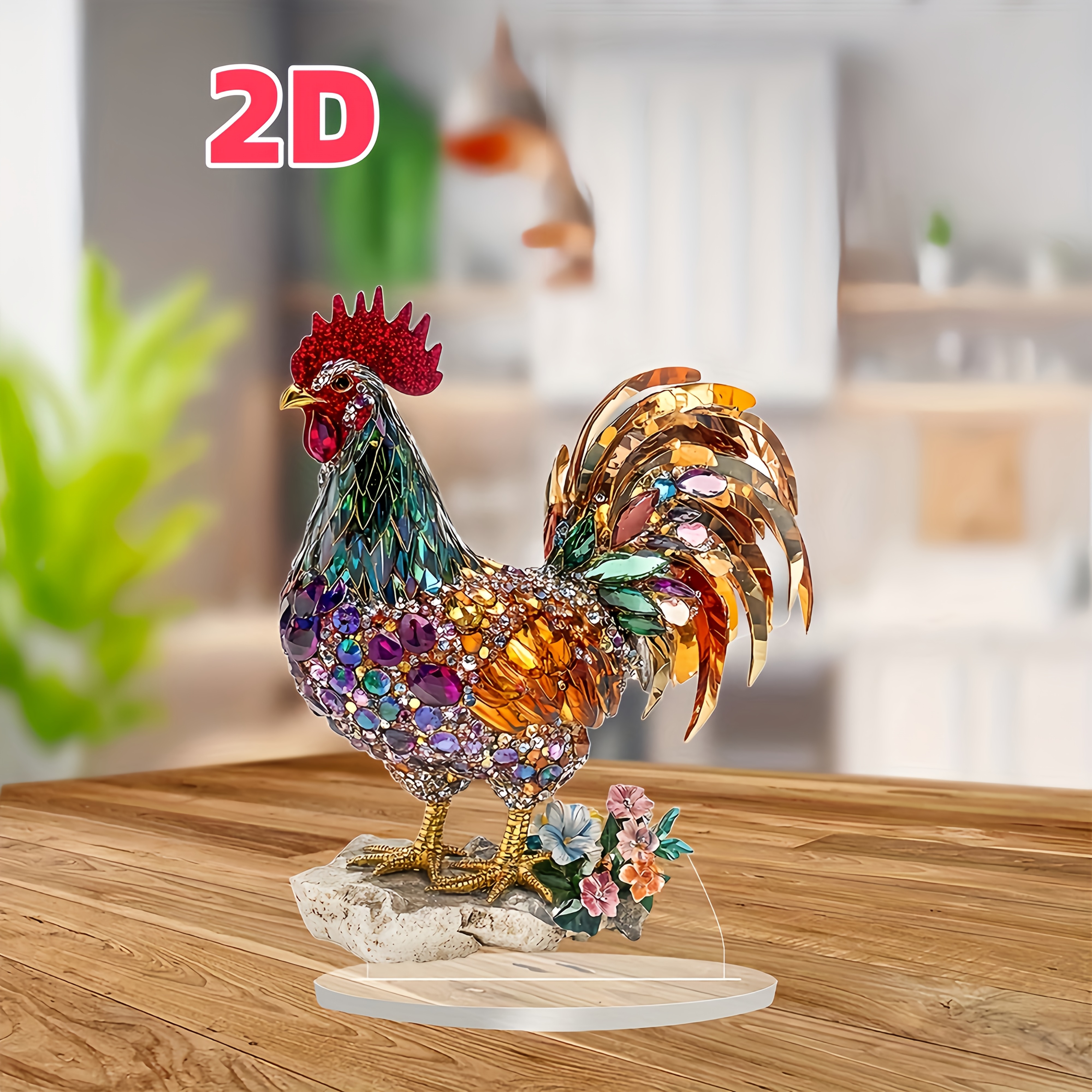 

Acrylic Crystal Chicken Statue Table Decoration, 2d, Non-electric, With Indoor Use, Living Room, Friends, Valentine's Day, Anniversary