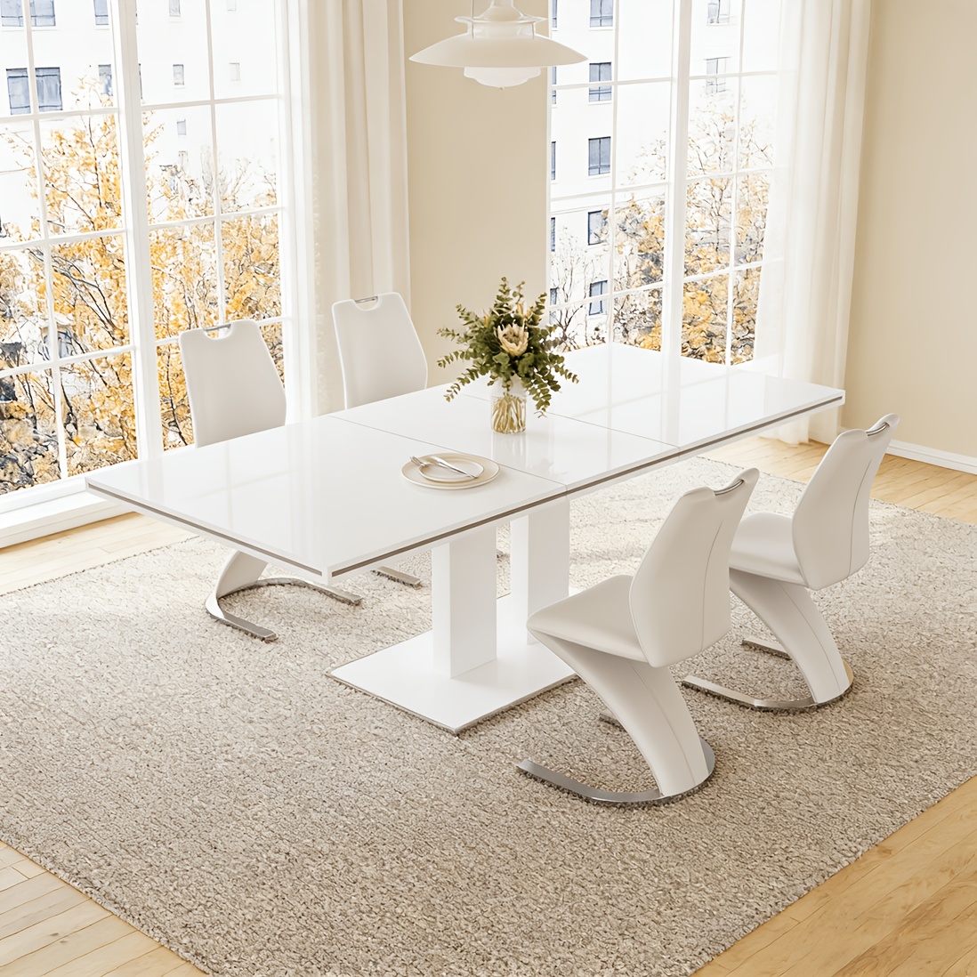 TEMU Jiexi Dining Chair, Sponge Upholstered Chair, Pu Artificial Leather Fabric, Comfortable High Backrest, Electroplated Metal Legs, Suitable For