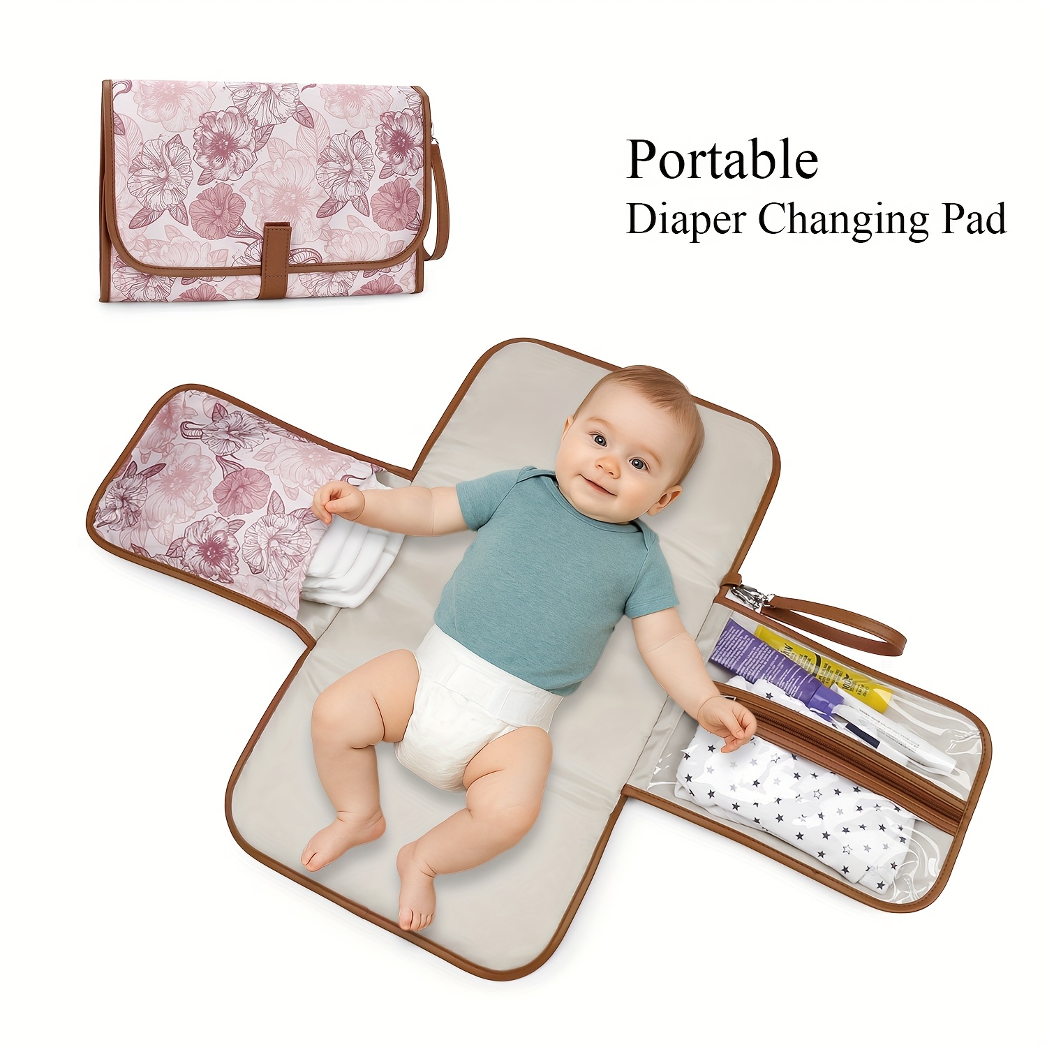 portable foldable diaper changing pad floral pattern soft Temu