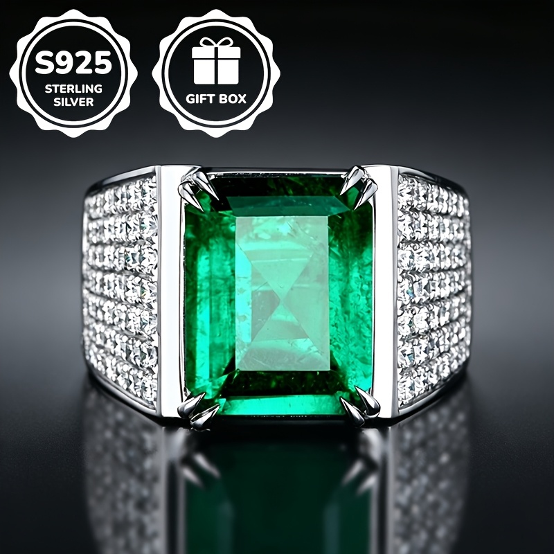 Image of 1pc S925 925 Silver Luxury Heavy Wide Edge - Synthetic Synthetic Zircon​ Ring, Unisex, Open Adjustable, High-quality Jewelry, Hip-hop Style, Suitable For Daily Casual And Business Occasions