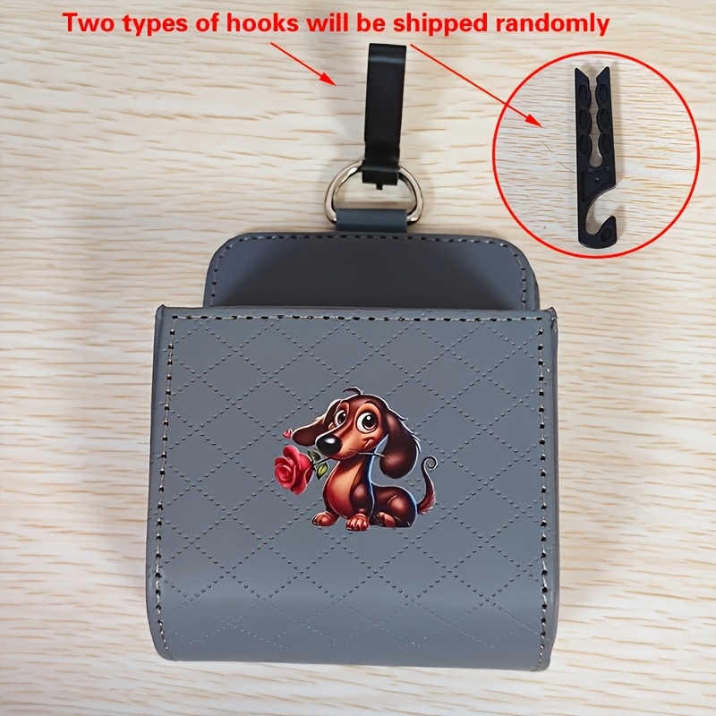 TEMU Love Sausage Dog Car Storage Bag, Interior Accessory Car Vent Phone Storage Box, Suitable For Fashion Glasses, Keys, And Phones, Universal Car