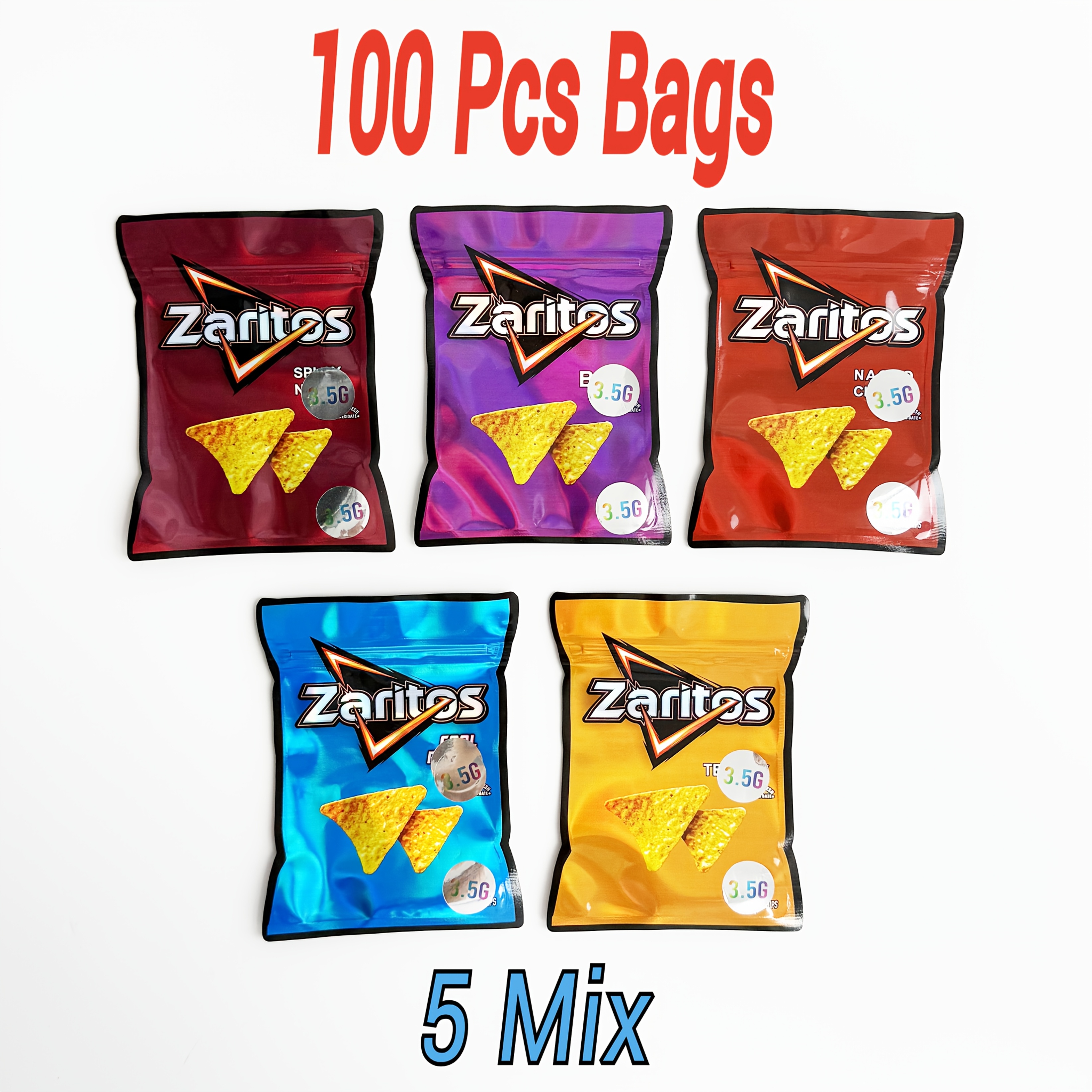 Temu – TEMU 50/100pcs Bags, 5 Mix, 3.5g Bags, Mylar Bags, Holographic Bags, Candy Bags, Storage Bags, Zipper Bags, Gift Bags, Party Candy Bags, Resealable