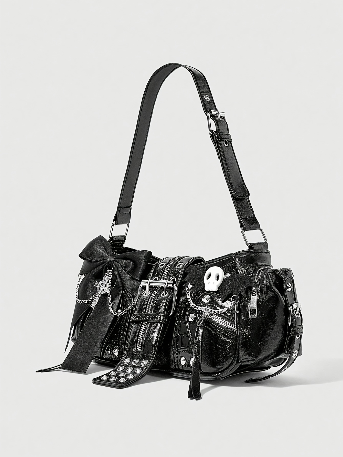 Studded Shoulder Bag バッグ ブラウン y2k kmb7-3 studded womens 