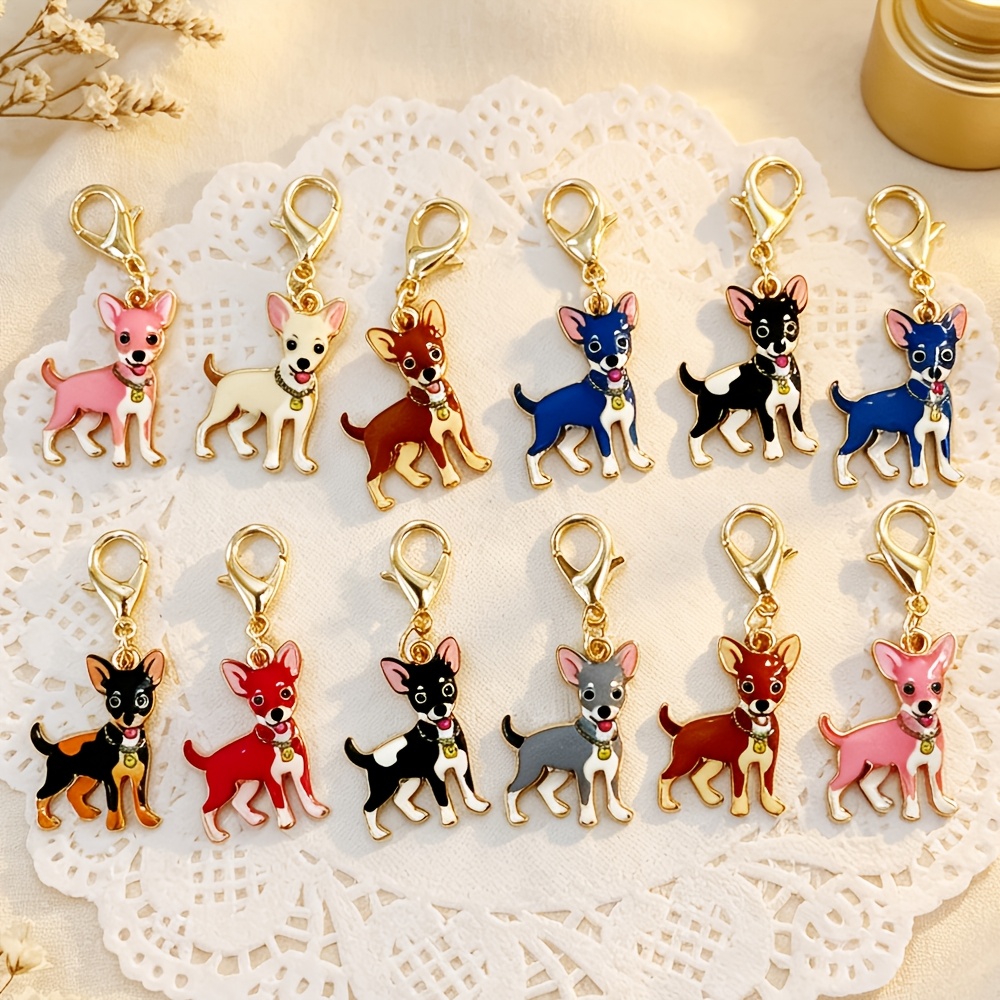 TEMU 12pcs Dogs Keychain Random - Cute Alloy Metal Key Rings With Lobster Clasp, Ideal Birthday Gift For Women And Ladys, Multi-functional Bag Charm