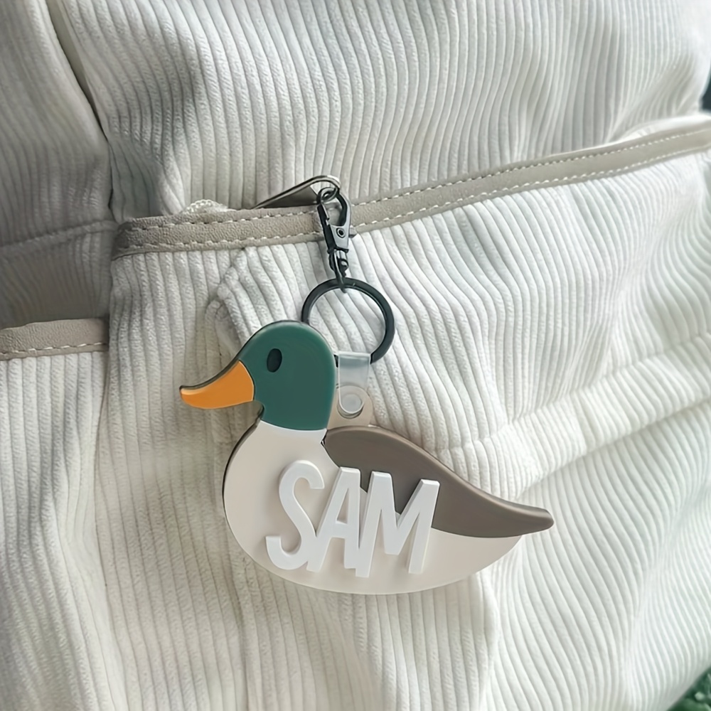 TEMU Customized Acrylic Cute Duck Name Keychain, Personalized Name Christmas Keychain Gift, Black Keychain Gift, Custom Name Backpack Pendant,