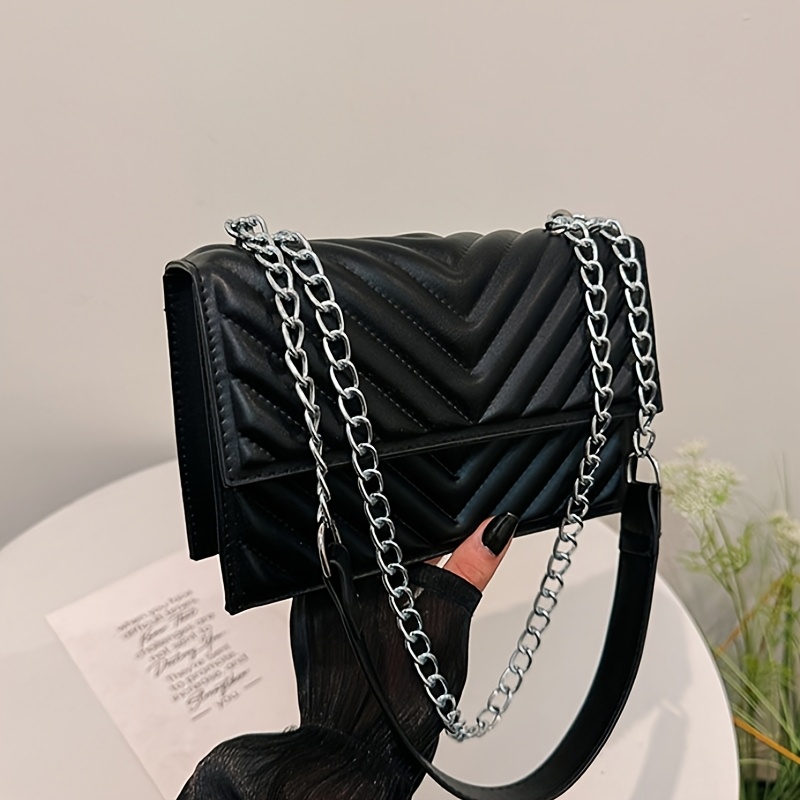 

Chic Quilted Diamond Pattern Flap Bag With Strap For Women, Magnetic Closure, Pu Material - In , High-end, Fashionable