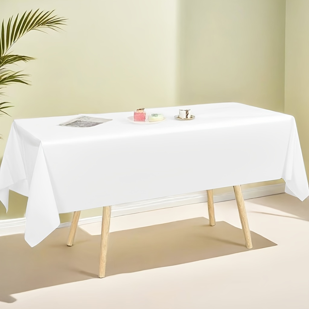 

Elegant White Disposable Tablecloth - , Rectangular Party Table Cover For All