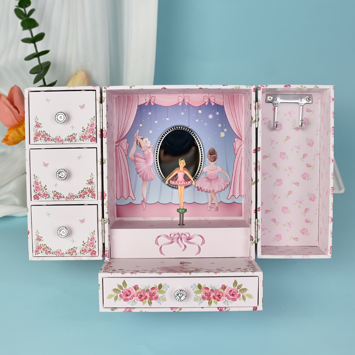 

A Large Capacity Standing Music Box With And Multiple Drawers, To Store Their Music Boxes As Gifts For Holidays.